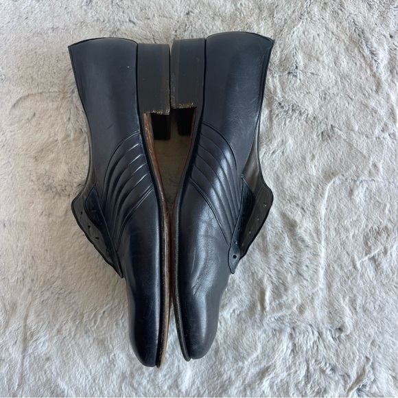 Lorenzo Banfi Classic Dark Blue Leather Men\'s Shoes Size 9.5